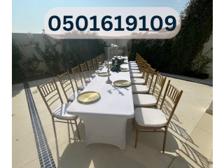 "Dubai Event Rentals Hub: Stylish Chairs and Tables for Rent"